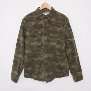 Aeropostale Camo Long Sleeve Button Up Shirt Mens Medium Army Green 100% Cotton